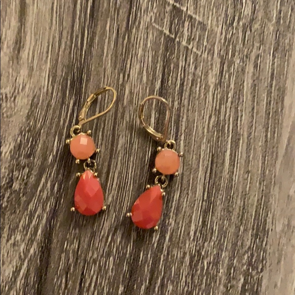 Coral gold drop earrings